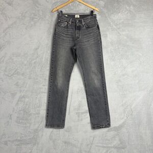 Levis 501 Jeans Original Gray Straight High Rise Size 28 Faded Black Button Fly